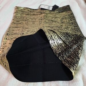 BCBGMaxAzria Metallic Gold and Black Pencil Skirt